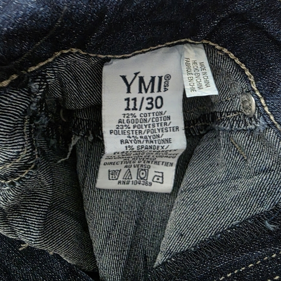 YMI Dark Blue Denim Crinkle Wash Jeans SIZE 11/30 - Picture 2 of 6